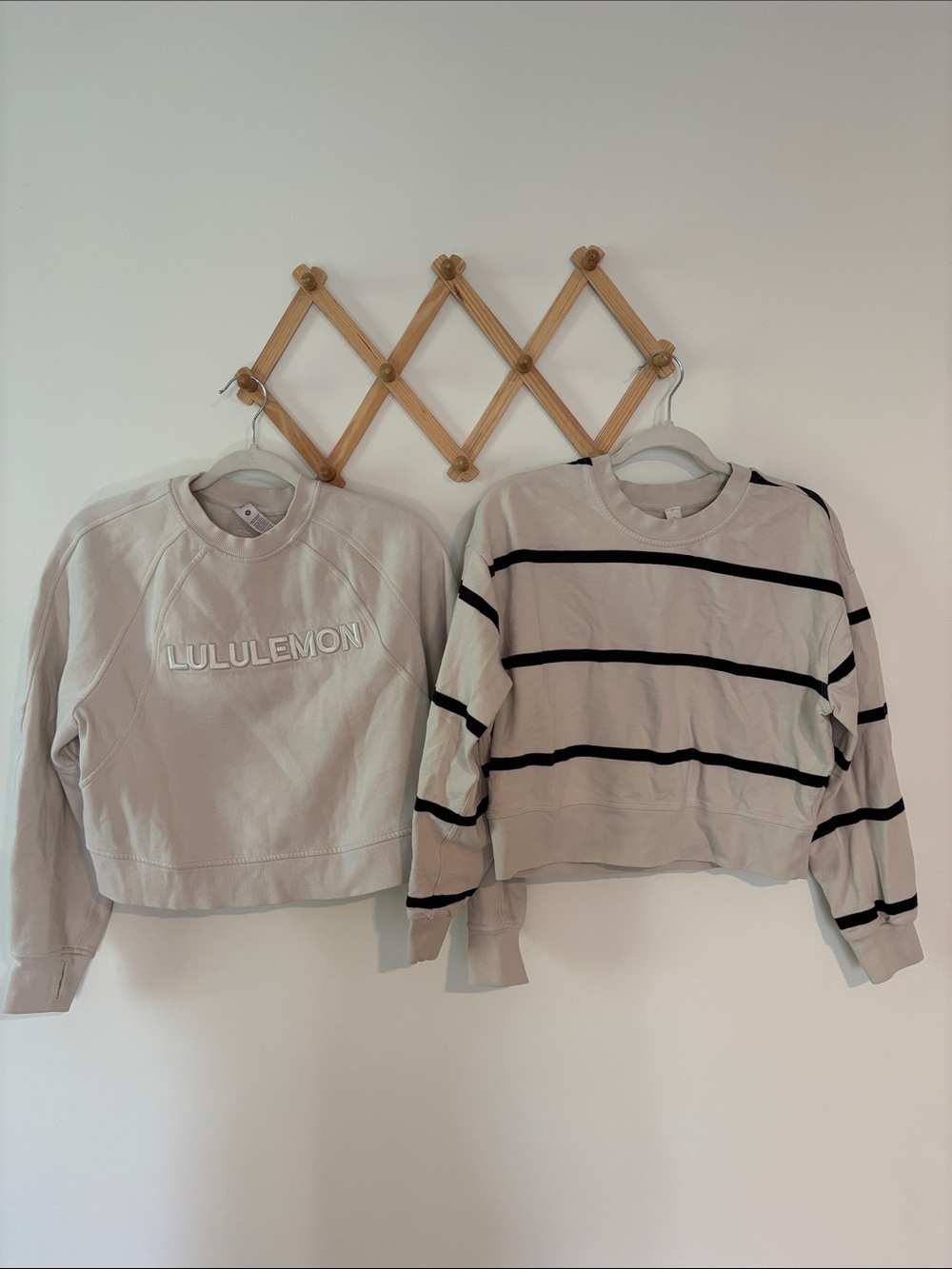 lululemon athletica Women's Cream Crewneck & Striped Crew Duo